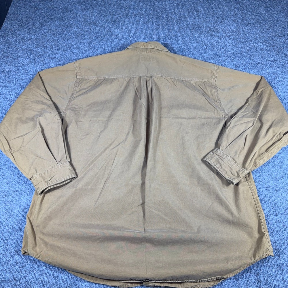 Vintage Carhartt Long Sleeve Cotton Canvas Work Shirt Brown Men's Large - Picture 5 of 11